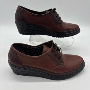 Rieker Antistress Lace Up Wedge Heeled Shoes Oxford Brown Women’s Size 6.5